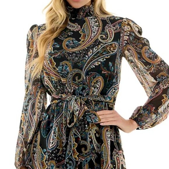 City Studios Juniors' Paisley-Print Fit & Flare Dress New Size Tag is missing - Picture 4 of 12